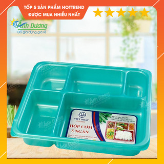 Khay cơm 5 ngăn nhựa việt nhật có nắp