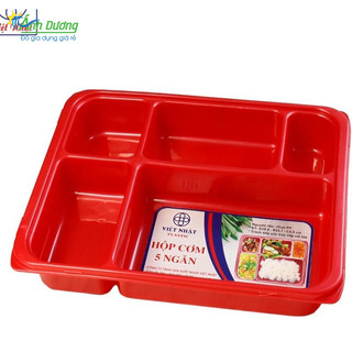 Khay cơm 5 ngăn nhựa việt nhật có nắp