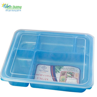 Khay cơm 5 ngăn nhựa việt nhật có nắp