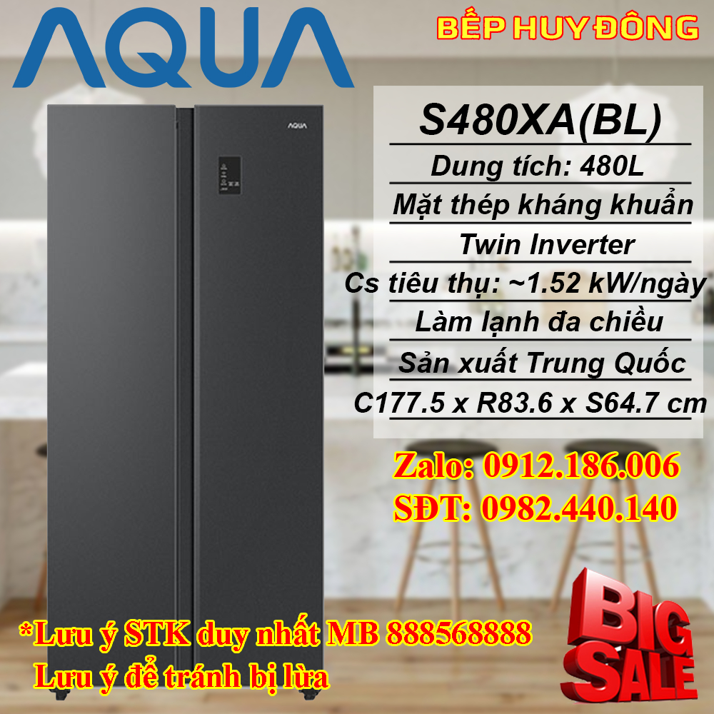 Tủ lạnh Aqua Inverter 480 lít AQR-S480XA(BL) | Shopee Việt Nam