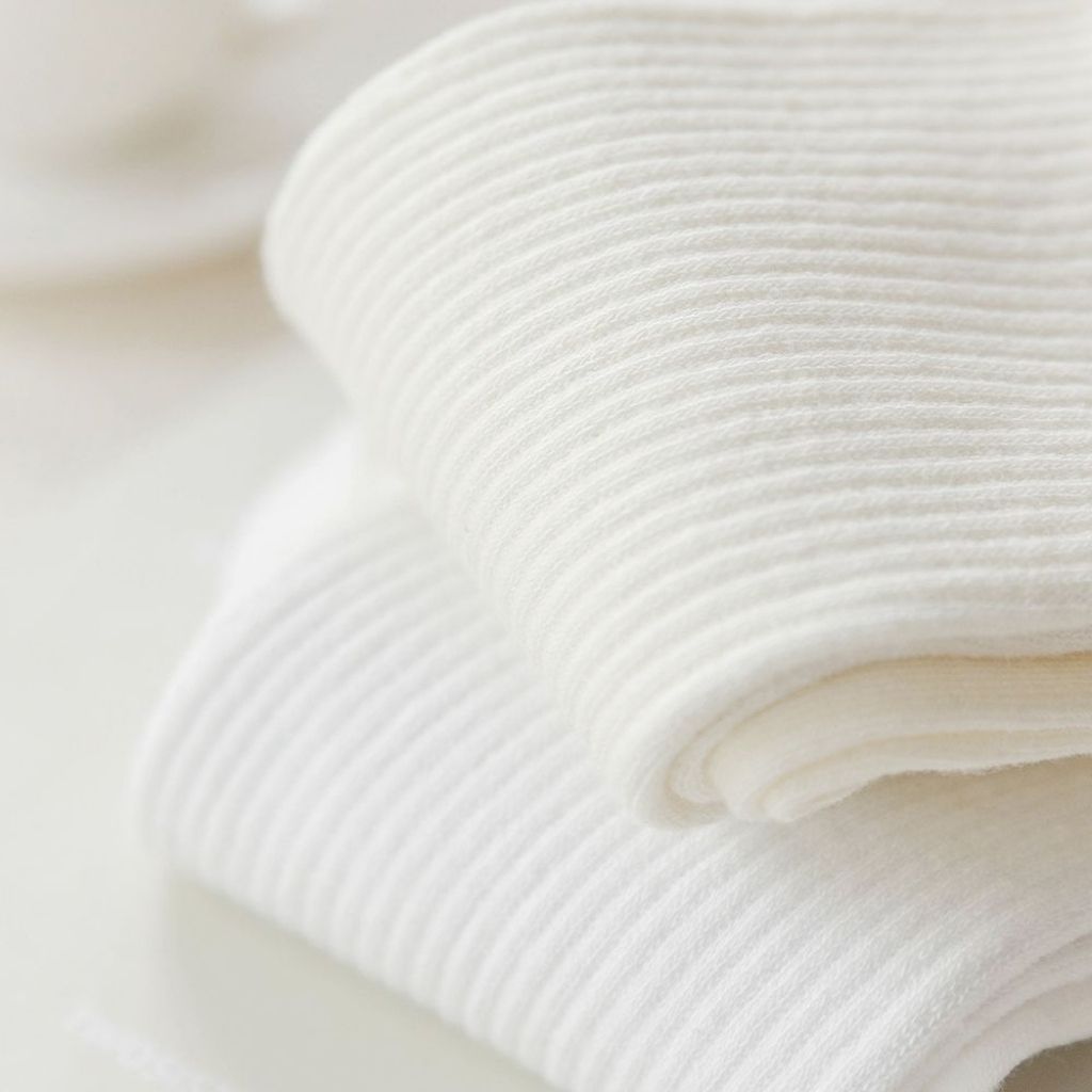 Tất vớ nữ cổ cao trắng vải cotton thời trang kết hợp viền gợn sóng tiểu thư trẻ trung LANIXA T23