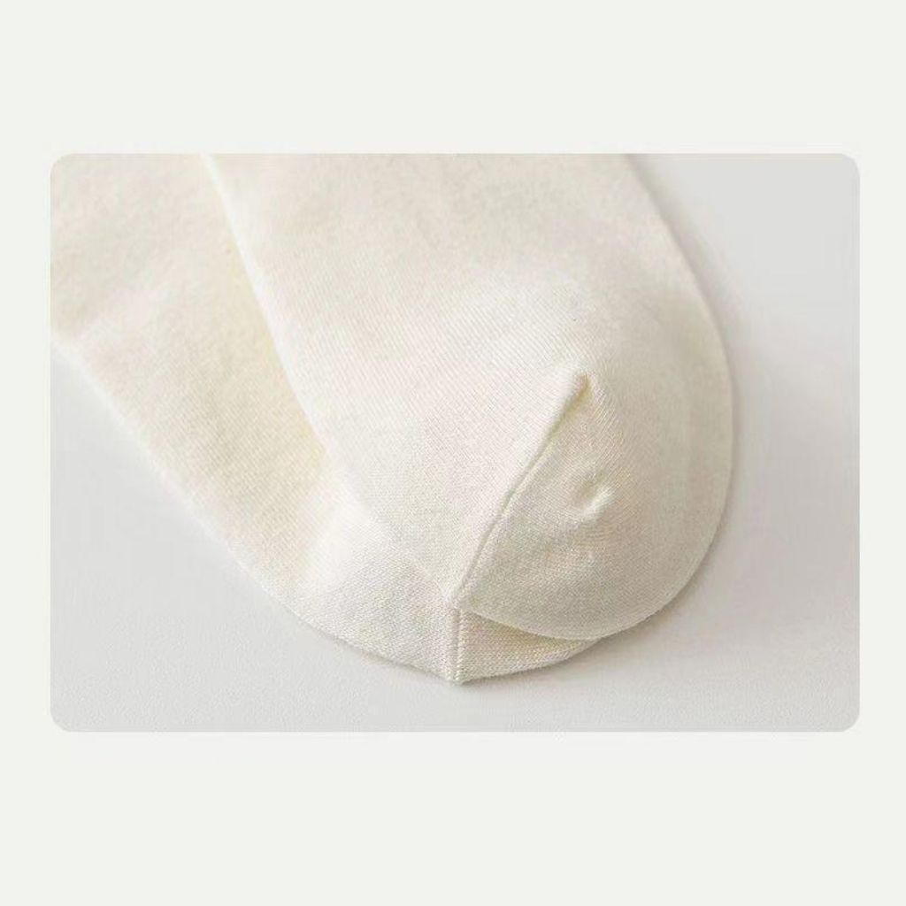 Tất vớ nữ cổ cao trắng vải cotton thời trang kết hợp viền gợn sóng tiểu thư trẻ trung LANIXA T23