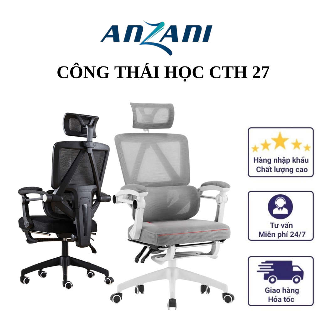 Ghế Công Thái Học Xoay Văn Phòng CTH-27 Có Tựa Đầu Gác Chân Cao Cấp | BigBuy360 - bigbuy360.vn