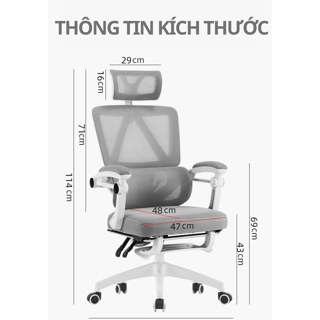 Ghế Công Thái Học Xoay Văn Phòng CTH-27 Có Tựa Đầu Gác Chân Cao Cấp | BigBuy360 - bigbuy360.vn