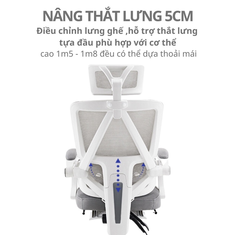 Ghế Công Thái Học Xoay Văn Phòng CTH-27 Có Tựa Đầu Gác Chân Cao Cấp | BigBuy360 - bigbuy360.vn