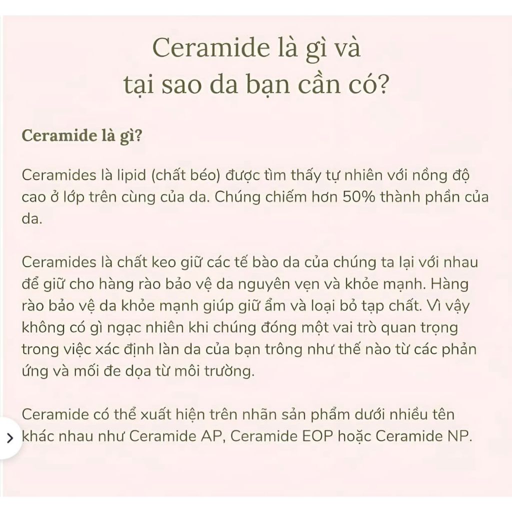 Thiết kế của Serum Ceramide Phục Hồi Da Tiêu Chuẩn