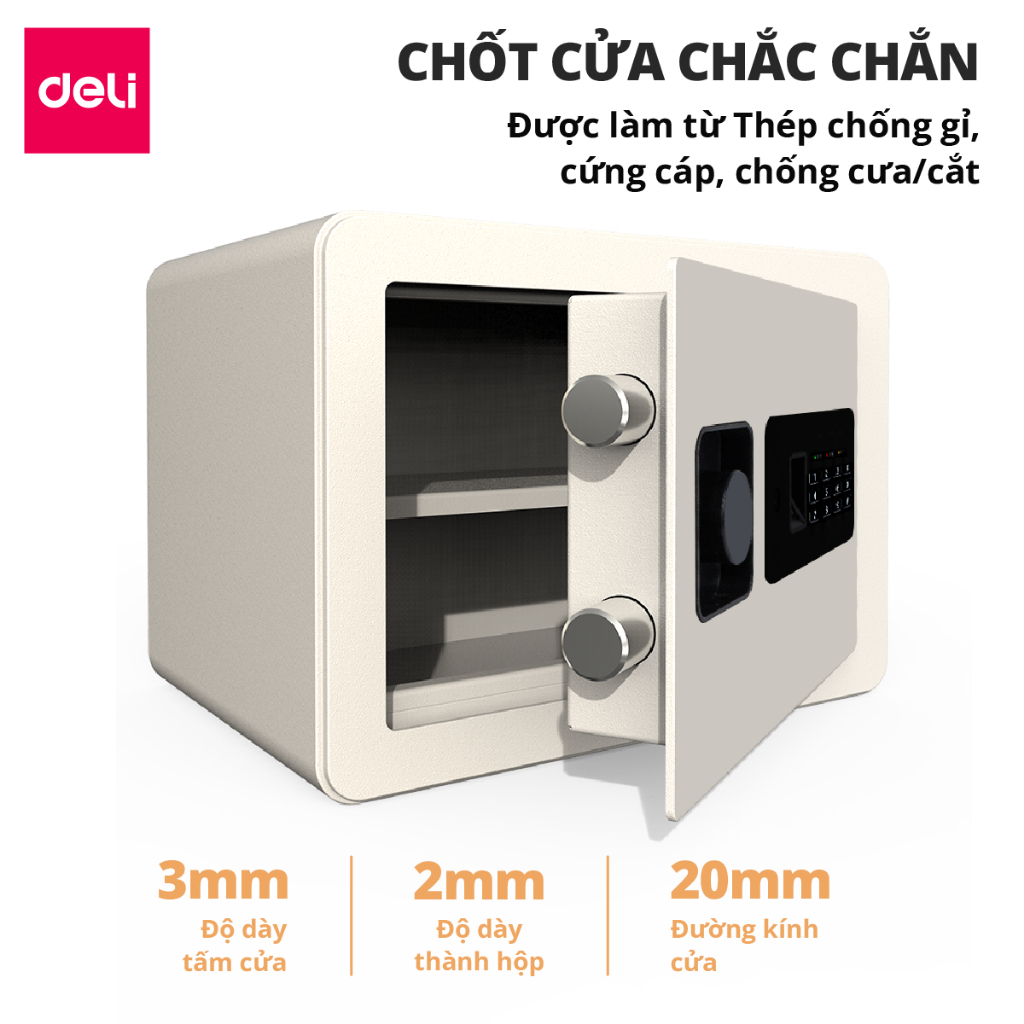 Két Sắt Vân Tay DELI Thiết Kế Kim Loại Carbon Két Đựng Đồ Chống Cắt Chống Cháy Két Sắt An Toàn Bảo Vệ Tài Sả