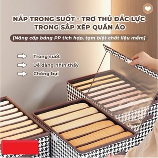Hộp vải đựng quần áo chia 6,7,9 ngăn có nắp giỏ đựng quần jean áo sơ mi chia ngăn thông minh sắp xếp gọn gàng