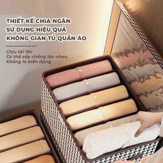 Hộp vải đựng quần áo chia 6,7,9 ngăn có nắp giỏ đựng quần jean áo sơ mi chia ngăn thông minh sắp xếp gọn gàng