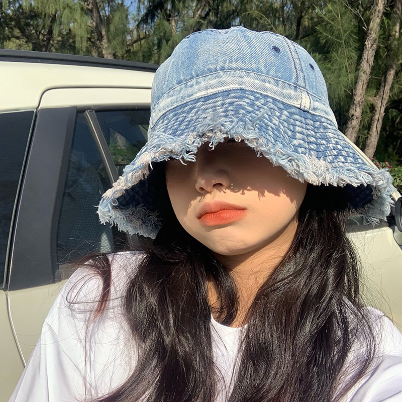MŨ VÀNH BUCKET JEAN TUA CÓ QUAI THỜI TRANG BASIC NAM NỮ