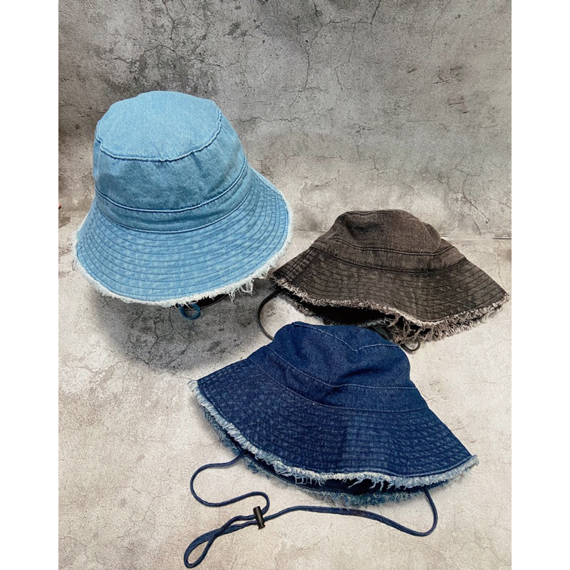 MŨ VÀNH BUCKET JEAN TUA CÓ QUAI THỜI TRANG BASIC NAM NỮ