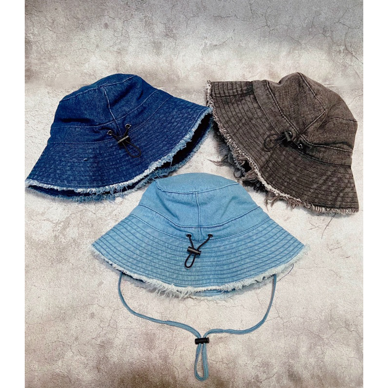 MŨ VÀNH BUCKET JEAN TUA CÓ QUAI THỜI TRANG BASIC NAM NỮ