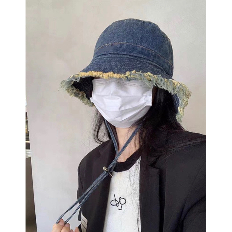 MŨ VÀNH BUCKET JEAN TUA CÓ QUAI THỜI TRANG BASIC NAM NỮ