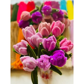 Hoa kẽm nhung làm sẵn, mẫu hoa đa dạng