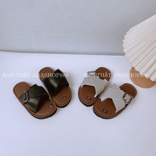 FORM CHUẨN Dép Lê Quai Chéo Phối Khóa Đế Siêu Nhẹ Cho Bé Trai K231