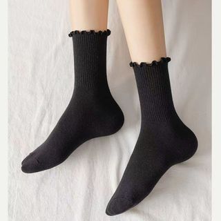 Tất nữ cổ cao viền nhún chất vải cotton co dãn thời trang Hàn Quốc sang trọng thanh lịch DEVARI T23