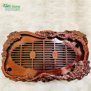 Khay Trà Tùng Hạc Nhựa Giả Gỗ, Khay đựng Bộ ấm Trà Phong Thủy