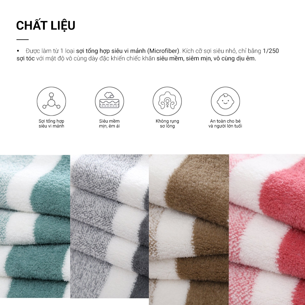 Ảnh Khăn tắm lau tóc Poêmy ST KT(35x75cm) - Sọc to 4