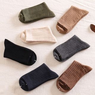 Tất nam nữ cổ cao chất cotton kẻ sọc co dãn  thấm hút tốt hạn chế mùi chống hôi chân DEVARI T44
