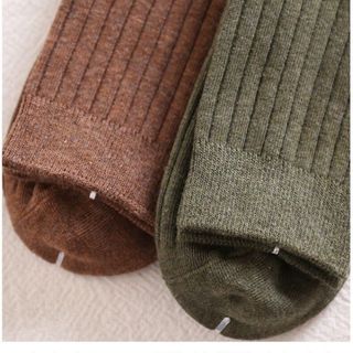 Tất nam nữ cổ cao chất cotton kẻ sọc co dãn  thấm hút tốt hạn chế mùi chống hôi chân DEVARI T44