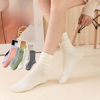 Tất nữ cổ trung dáng trơn vintage chất cotton mềm mịn khử mùi an toàn chống hôi chân DEVARI T786