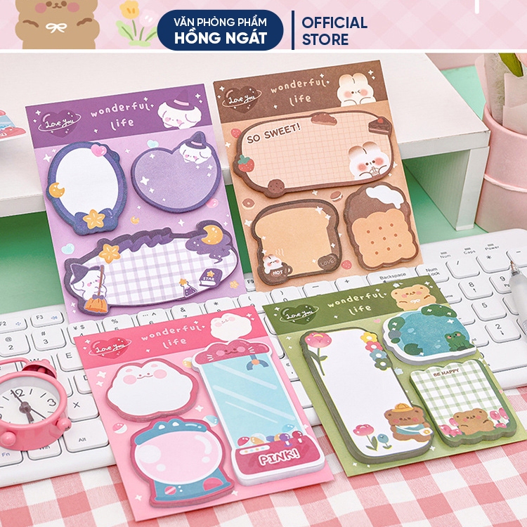 Giấy note cute hoạt hình Wonderful Life, giấy ghi chú dễ thương nhỏ gọn ...