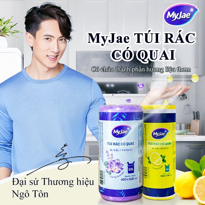 Ảnh MyJae Túi Rác Có Quai, Tự Phân Hủy, Dạng Cuộn 2 Size 10L 25L 2