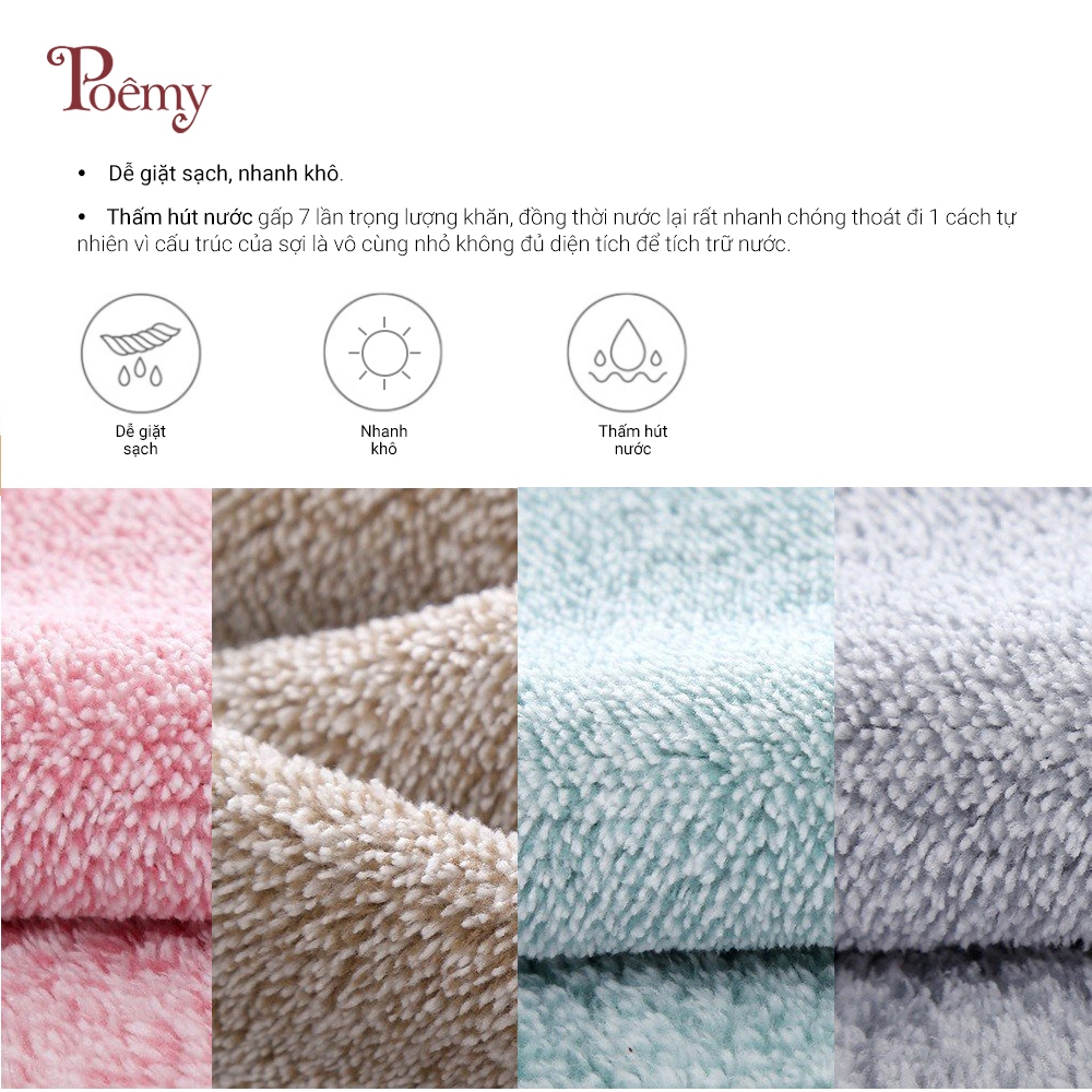 Ảnh Khăn tắm lau tóc Poêmy ST KT(35x75cm) - Trơn không sọc 4
