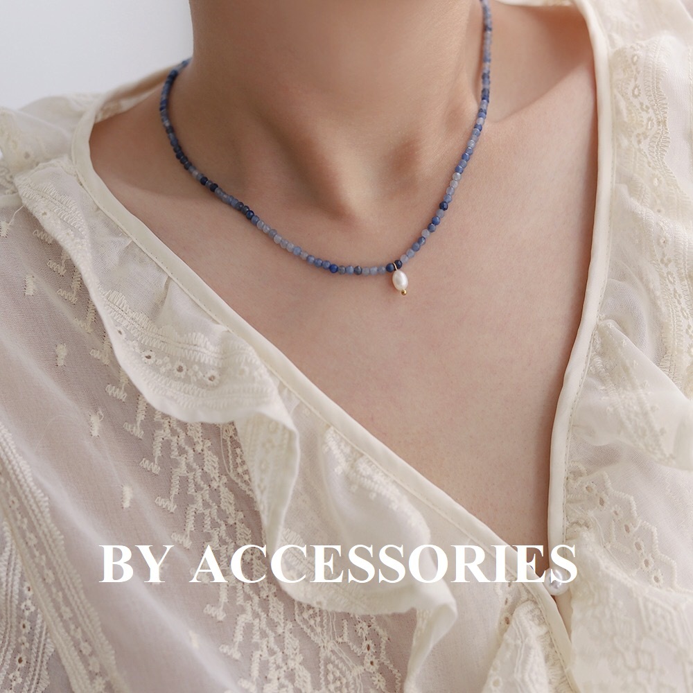 Dây chuyền titan chuỗi hạt thạch anh aventurine xanh mờ phối ngọc trai nhân tạo và xích mạ vàng 18K không gỉ WN2345