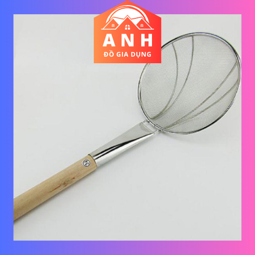 Vợt lưới vớt thức ăn inox cán gỗ đường kính 24,28,30 cm cao cấp ...