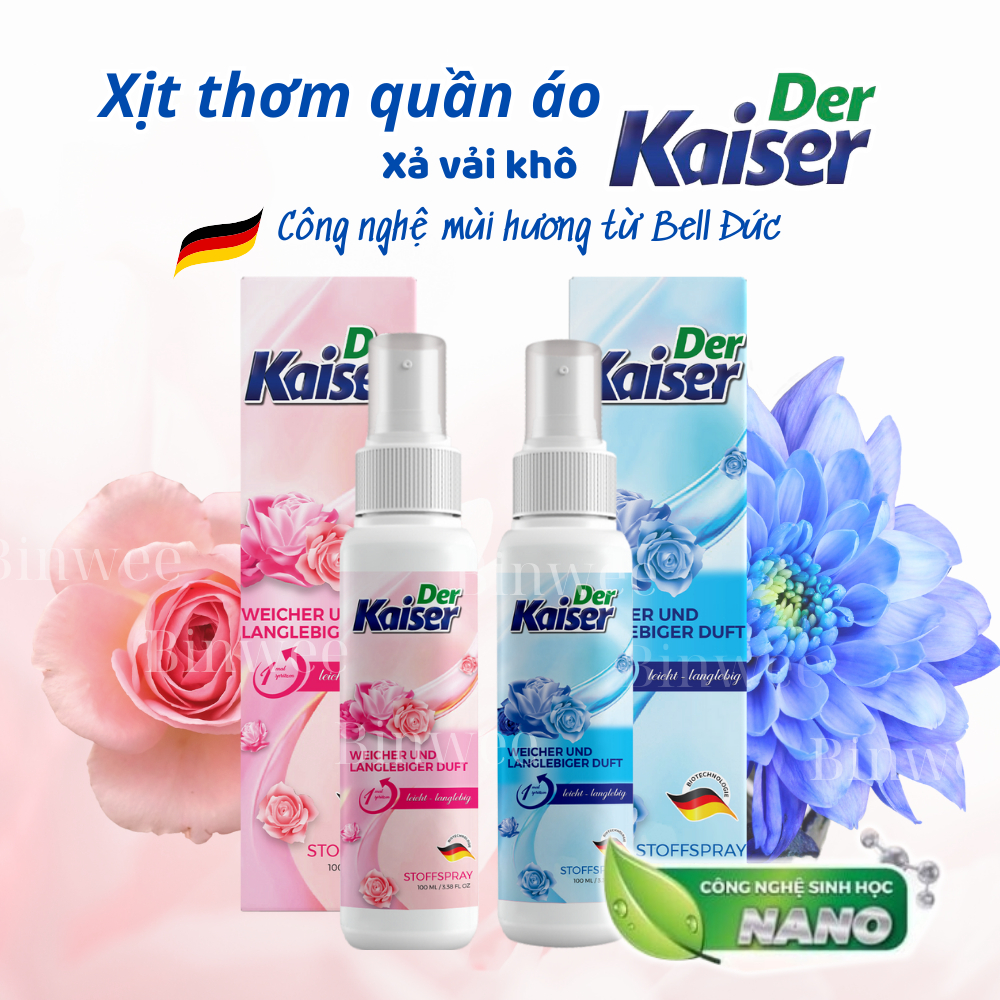 Xả vải khô xịt thơm quần áo Der Kaiser 100ml Công nghệ Đức hương nước hoa