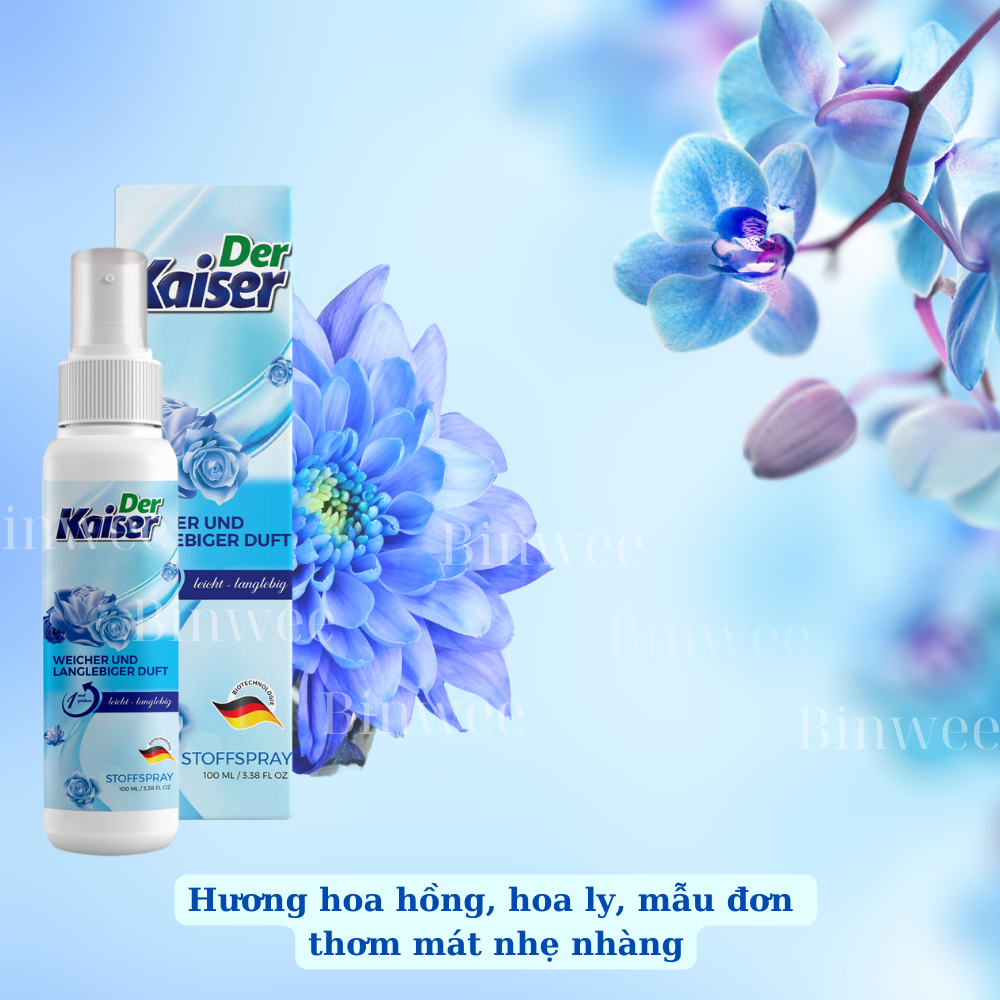 Xả vải khô xịt thơm quần áo Der Kaiser 100ml Công nghệ Đức hương nước hoa
