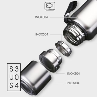 Bình giữ nhiệt 24h inox 304 Fan House bình nước giữ nhiệt cao cấp toàn bộ bằng inox nắp làm cốc uống