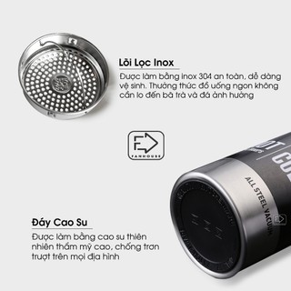 Bình giữ nhiệt 24h inox 304 Fan House bình nước giữ nhiệt cao cấp toàn bộ bằng inox nắp làm cốc uống