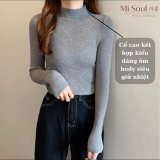 Áo len tăm cổ 3 phân Misoul mềm mịn, co giãn nhiều màu sắc, áo len mỏng Quảng Châu 107