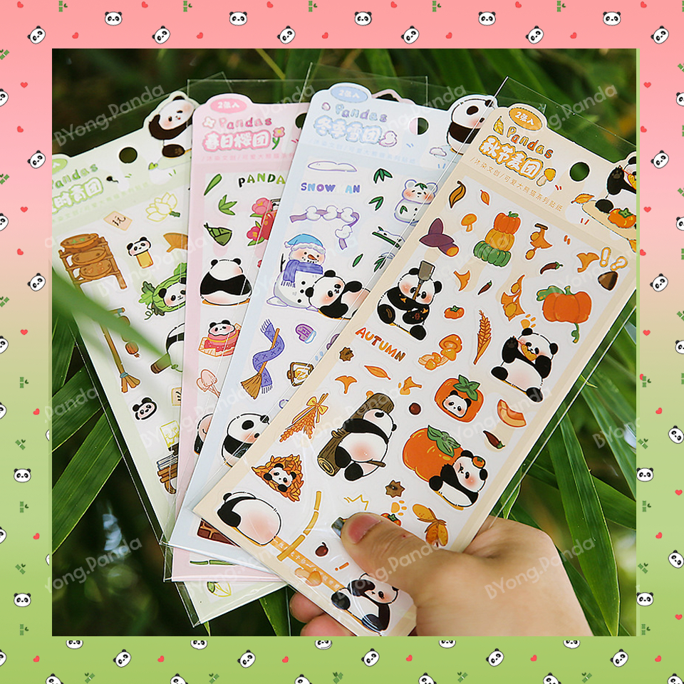 Sticker Dán Hình Gấu Trúc Xuân Hạ Thu Đông Dễ Thương | Cuộn Trang Trí ...