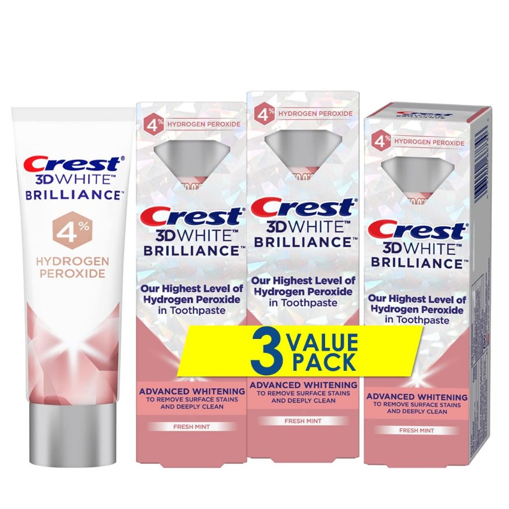 Kem Đánh Răng Làm Trắng Răng Crest 3D White Brilliance 4% Hydrogen Peroxide 85g