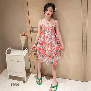 Váy hoa bé gái 100% lụa mango cao cấp, mềm mại, Đầm kiểu bé gái 2 dây dễ thương,dáng xòe,- VAY5