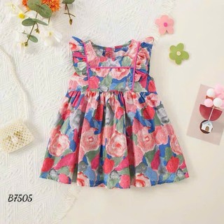 Váy hooa bé gái mùa hè 100% lụa mango cao cấp, mềm mại, sát nách, bèo 2 bên Đầm kiểu bé gái tay ngắn dáng xòe - VAY6