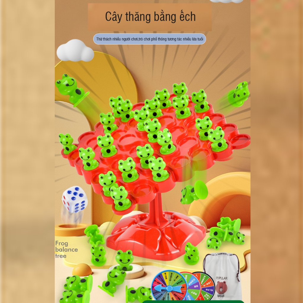 Đồ chơi xếp hình cây cân bằng hình chú ếch dễ thương cho trẻ em