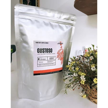Cà phê hạt nguyên chất thượng hạng Gustoso dòng Lâm Đồng 500g - Chuyên dùng cho các loại máy pha cà phê