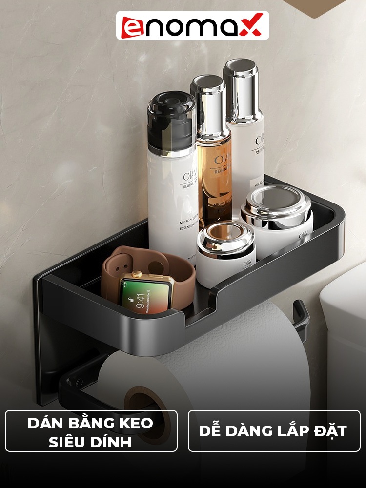 Ảnh Kệ đựng giấy vệ sinh Enomax trong phòng tắm, chất liệu nhồm hàng không cao cấp, chống gỉ, bảo hành 10 năm (Eno 0169) 4
