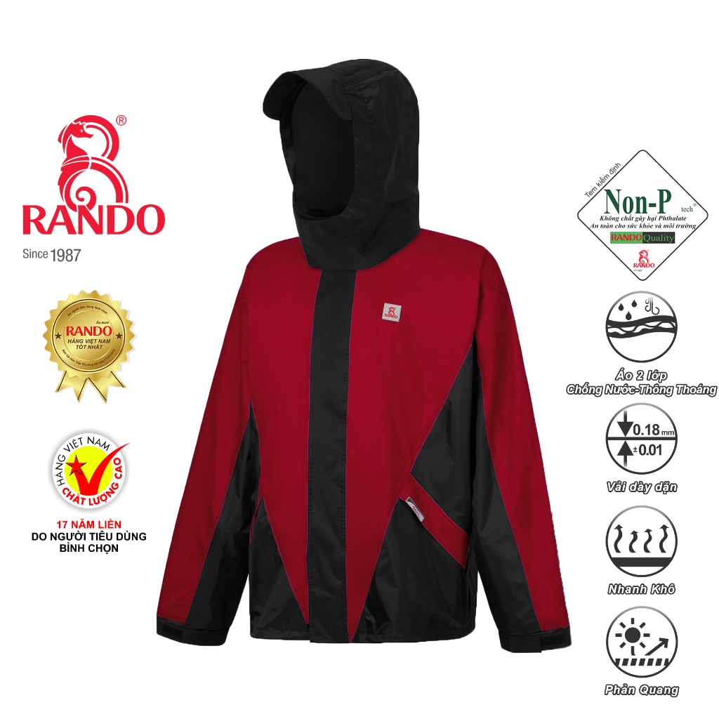 Áo mưa GEM 2 Lớp, RANDO Chính Hãng, Rain Jacket Vải Dù Bền Bỉ Không ...