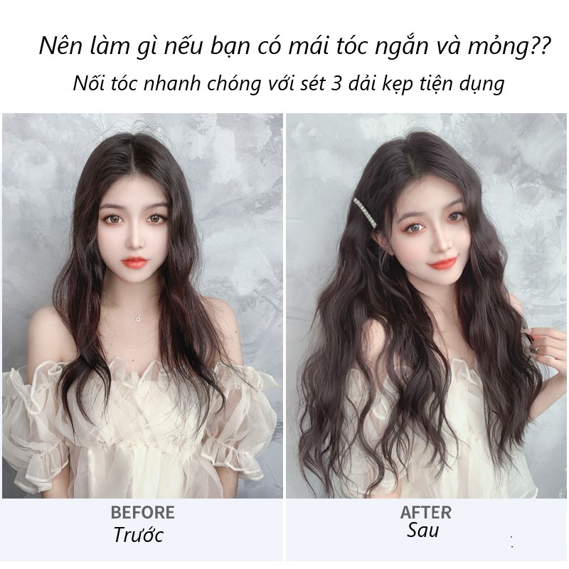 Tóc Giả Tóc Kẹp Phím IAN Sét 3 Dải Kẹp Xoăn Sóng Nước Phong Cách Hàn Quốc siêu HOT
