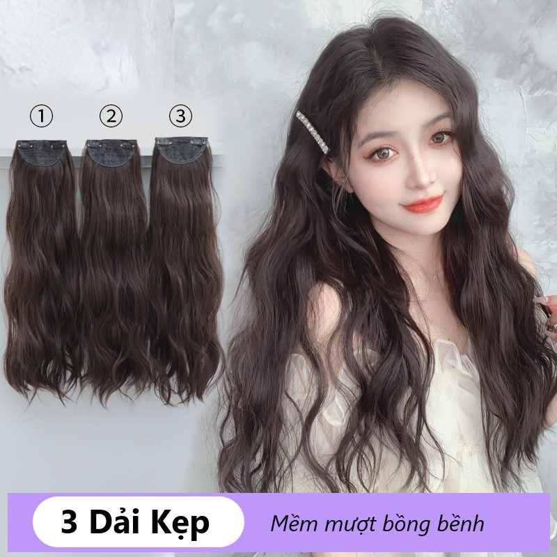 Tóc Giả Tóc Kẹp Phím IAN Sét 3 Dải Kẹp Xoăn Sóng Nước Phong Cách Hàn Quốc siêu HOT