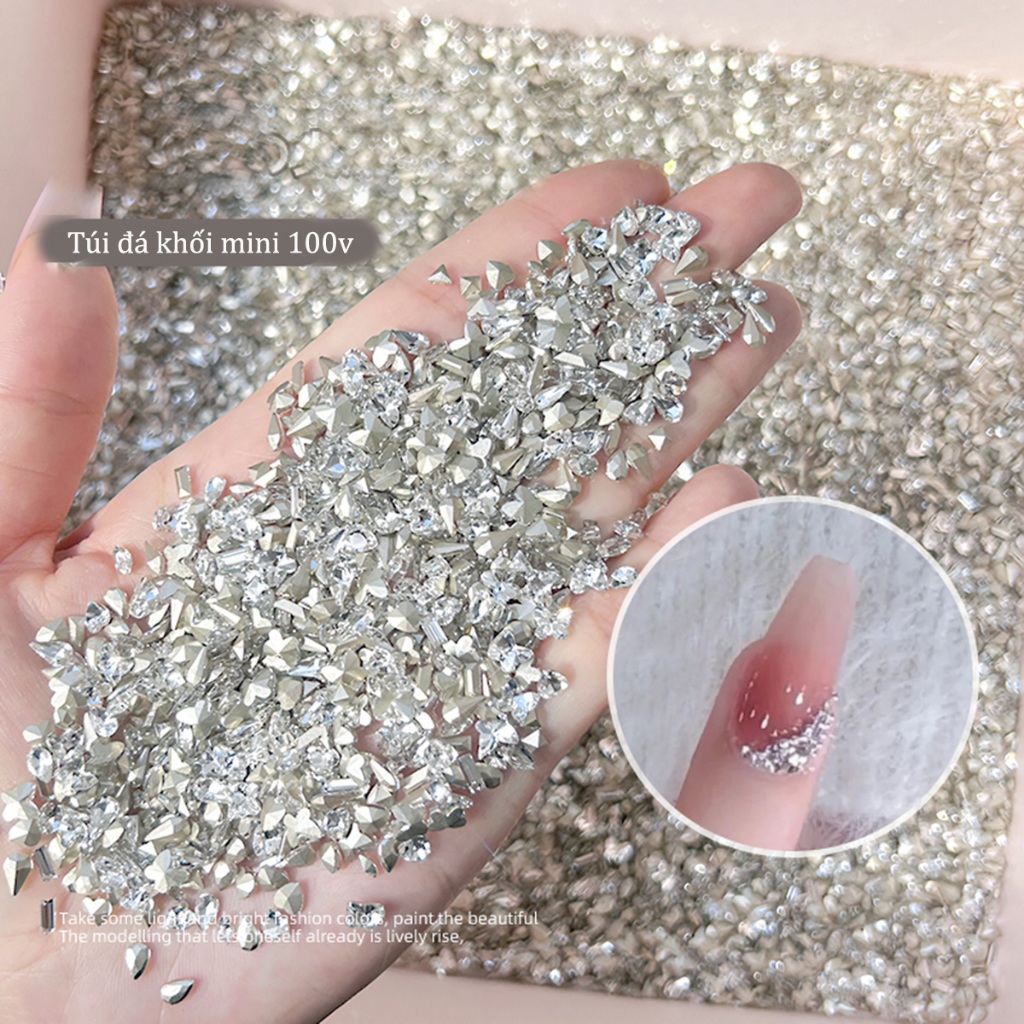 Set đá Diamond Mini chân bạc 100v trang trí móng