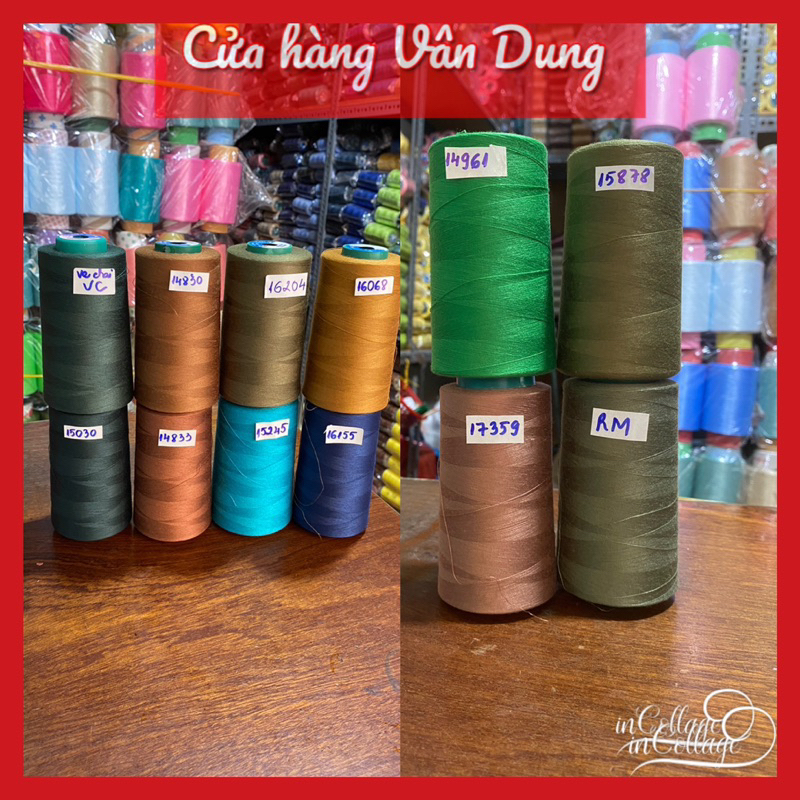 (1cuộn 3500m)Chỉ may Hiệp Thành 40/2(tex27) nhiều màu Xám,Rêu,nâu lý ...