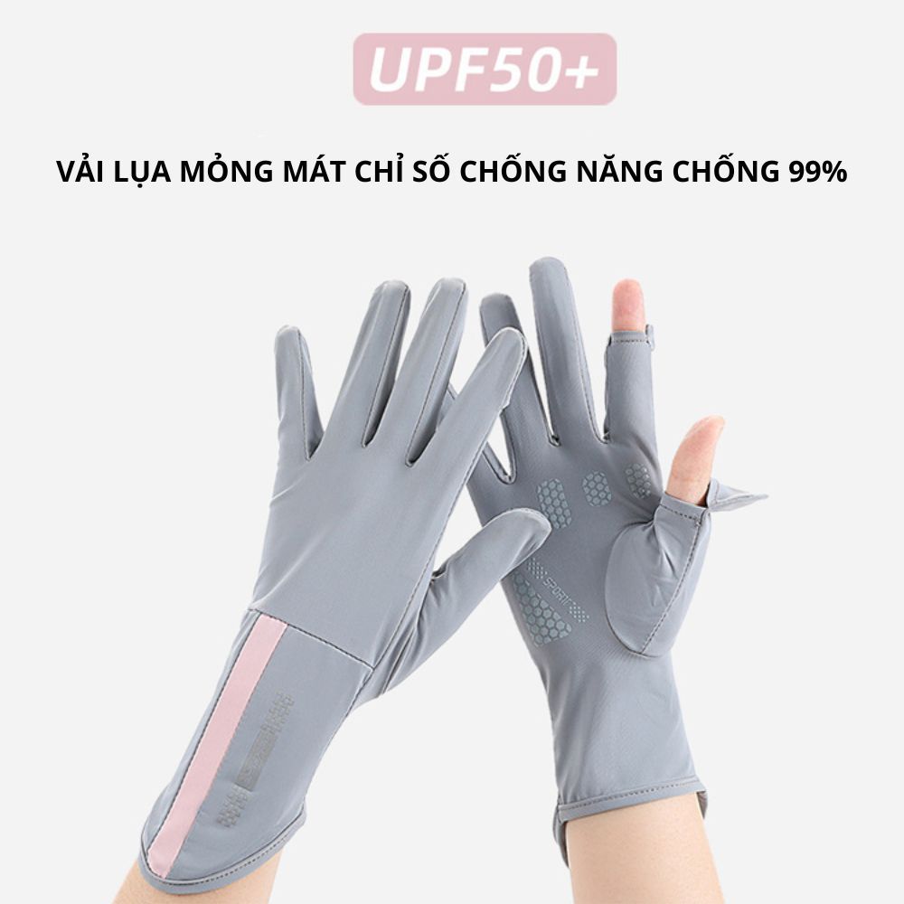 Găng Tay Chống Nắng UPF50+ Chống Tia UVA UVB Mỏng Nhẹ Thun Lạnh Thoáng Khí Chống Trượt Lái Xe manhdoan ntt95