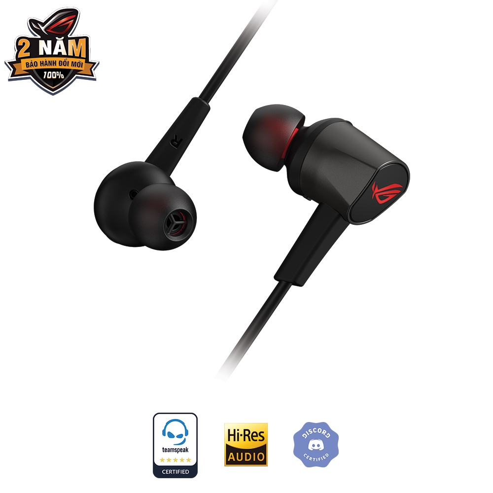 Tai nghe chơi game có dây in-ear ASUS ROG Cetra II Core kết nối 3.5 mm driver bằng silicone (LSR) và tương thích với PC