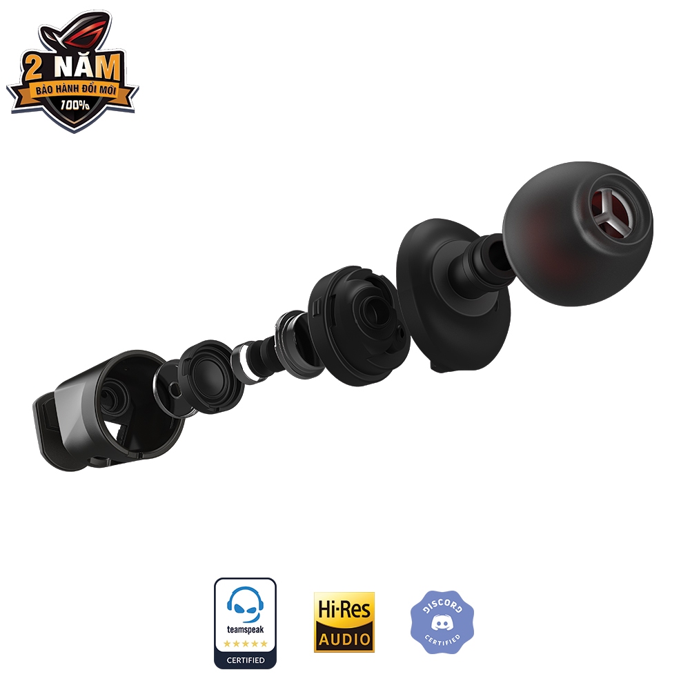 Tai nghe chơi game có dây in-ear ASUS ROG Cetra II Core kết nối 3.5 mm driver bằng silicone (LSR) và tương thích với PC